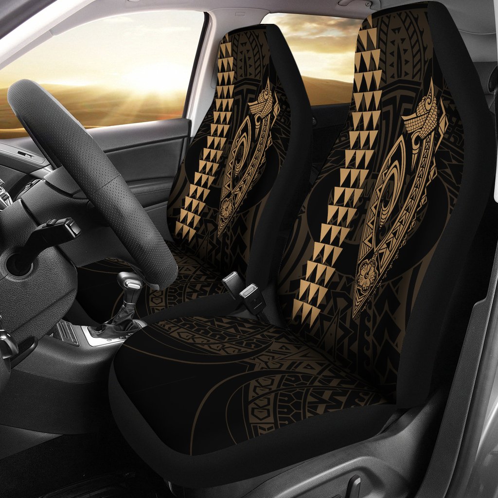 Hawaii Kakau Makau Fish Hook Polynesian Car Seat Covers - Gold - Polynesian Pride