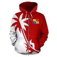 Tonga Zip up Hoodie Tonga Coat of Arms Coconut Tree - Polynesian Pride