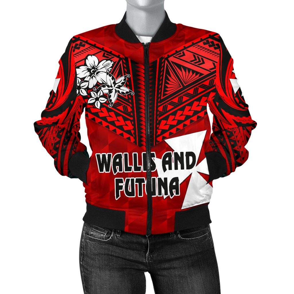 Wallis and Futuna Rugby Women's Bomber Jacket Sporty Vibes Red - Polynesian Pride