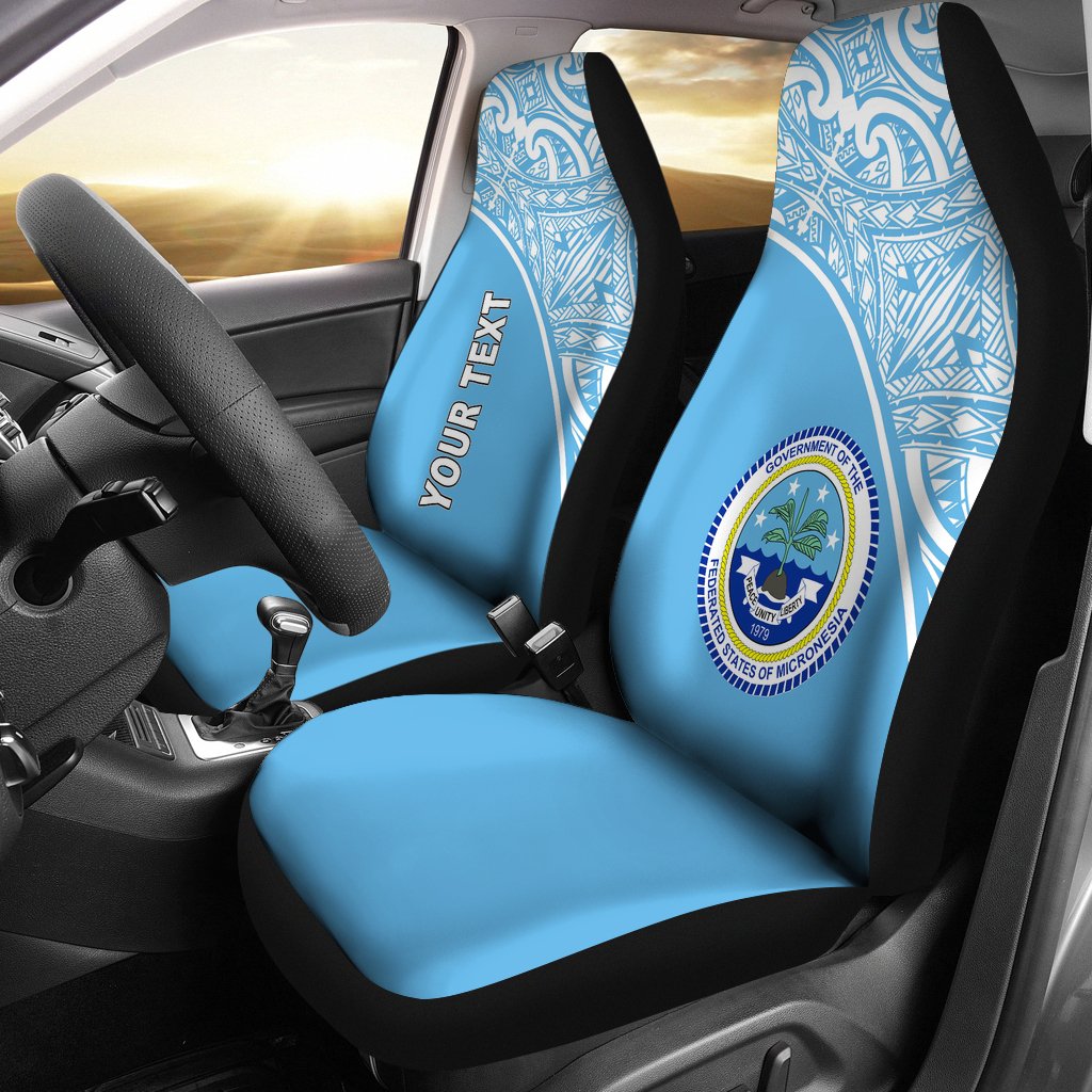 Federated States of Micronesia Car Seat Covers - FSM Seal Polynesian Blue Curve Universal Fit Blue - Polynesian Pride