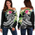 YAP Polynesian Women's Off Shoulder Sweater - Summer Plumeria (Black) Black - Polynesian Pride