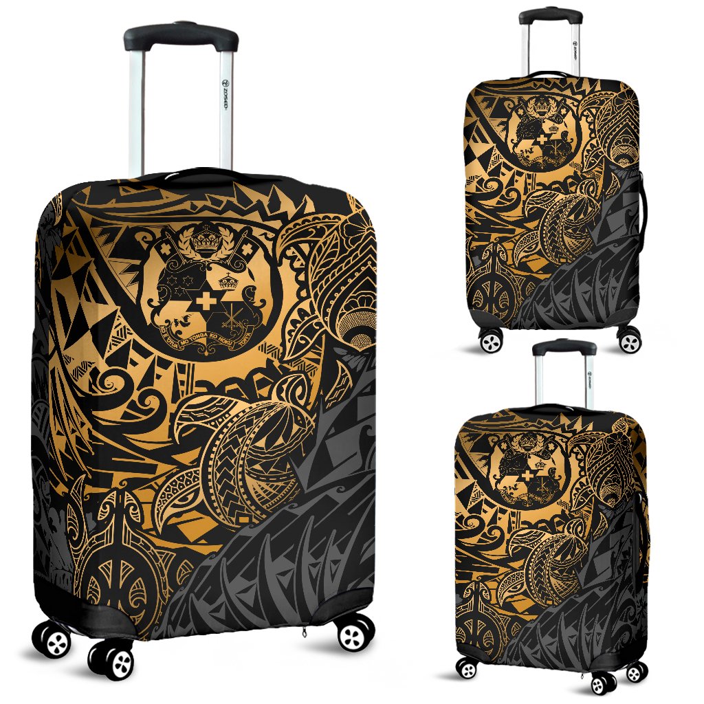 Tonga Polynesian Luggage Covers - Gold Turtle Flowing Gold - Polynesian Pride