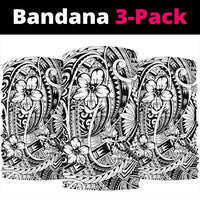 Polynesian Flower Tattoo White Unisex Bandana One Size White - Polynesian Pride