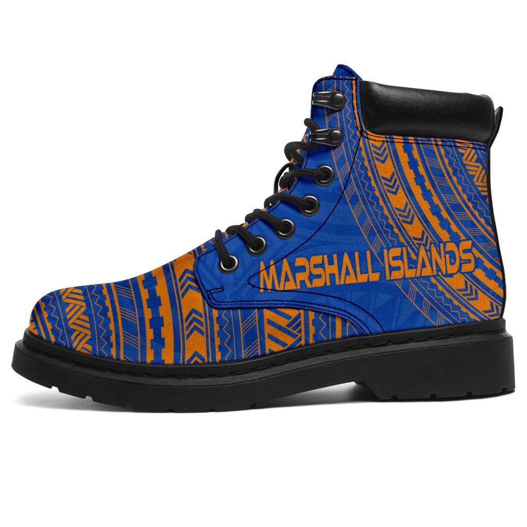 Marshall Islands Leather Boots - Polynesian Flag Chief Version White - Polynesian Pride