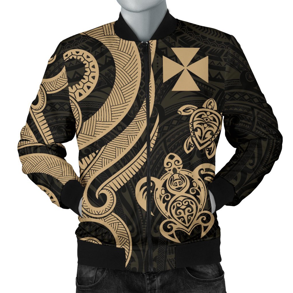 Wallis and Futuna Men's Bomber Jacket - Gold Tentacle Turtle Gold - Polynesian Pride