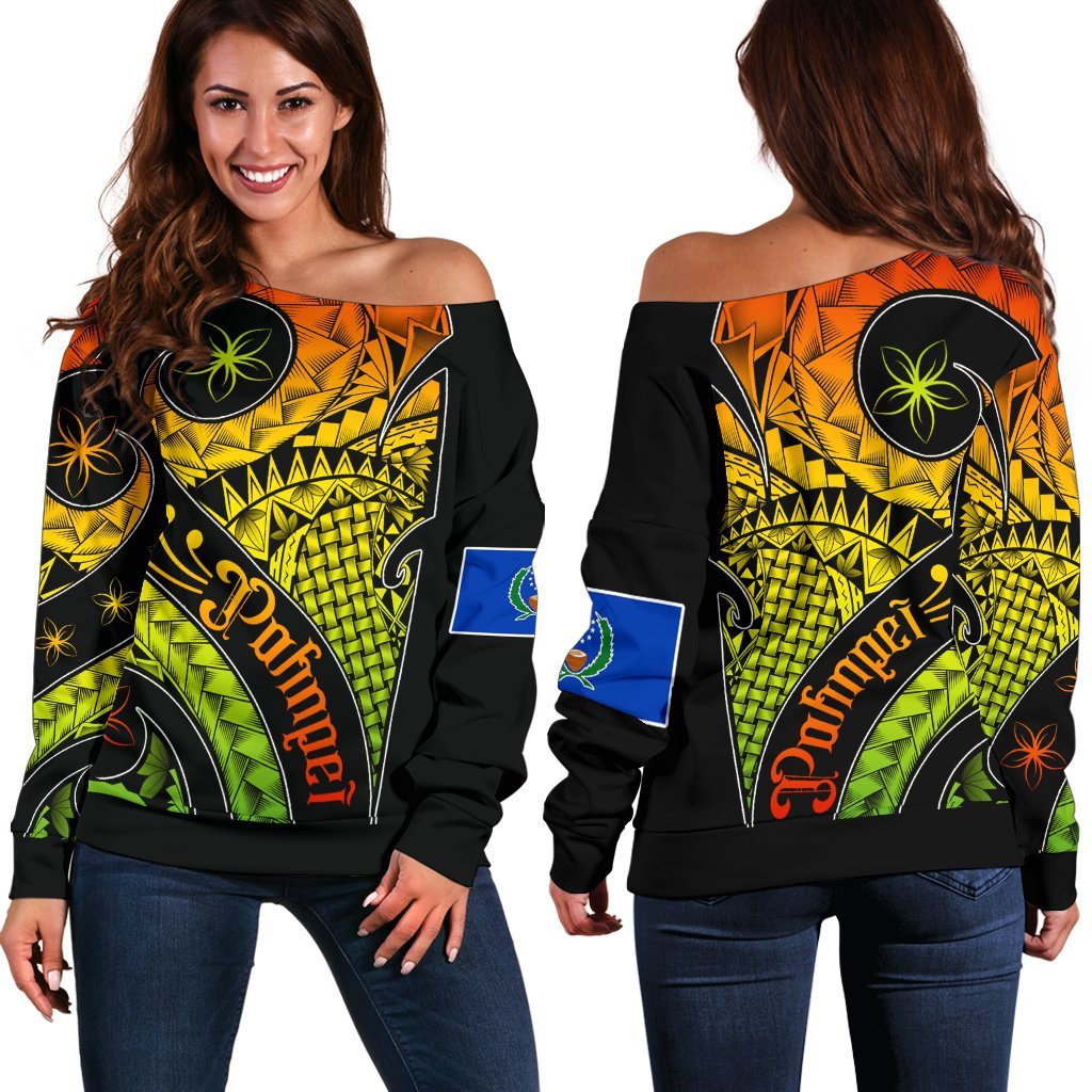 Pohnpei Women's Off Shoulder Sweater - Polynesian Decorative Patterns - Polynesian Pride