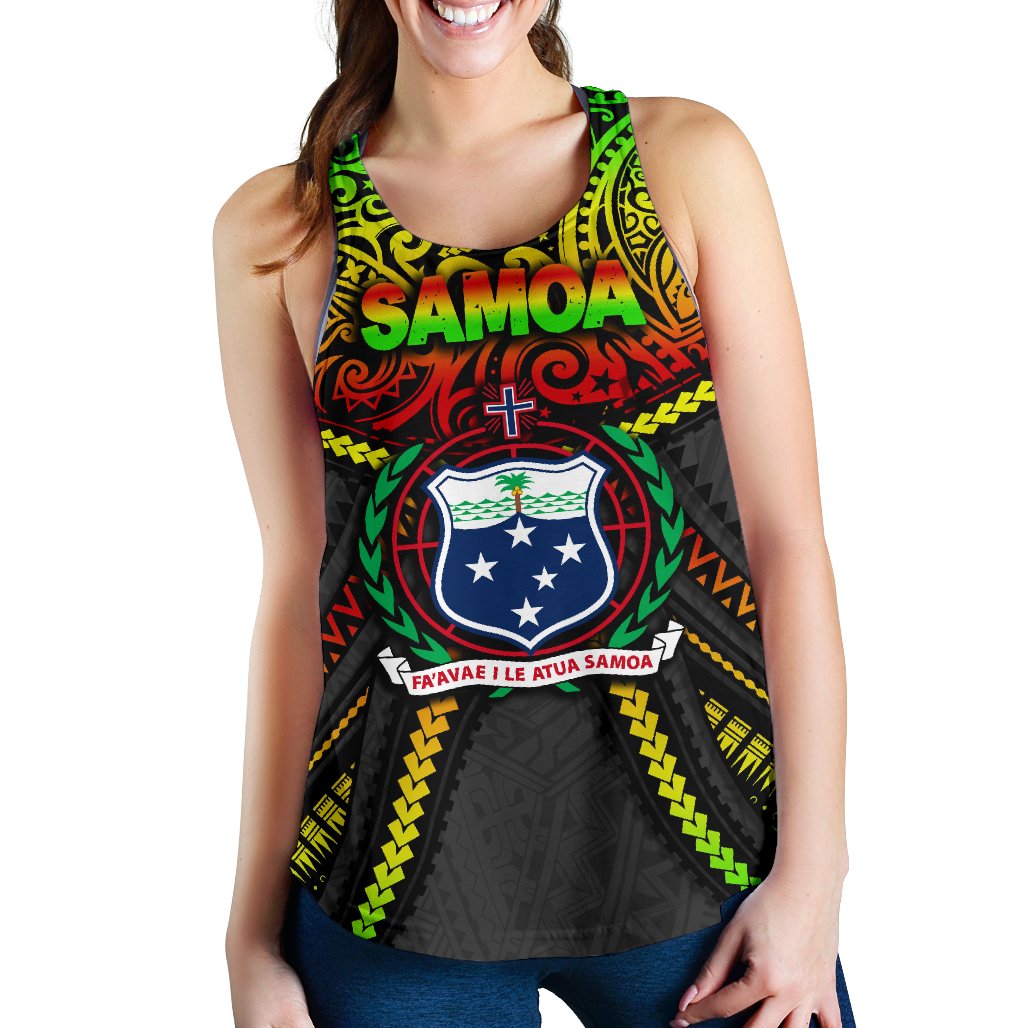 Samoa Women Racerback Tank Polynesian Tattoo Seashore Art - Polynesian Pride