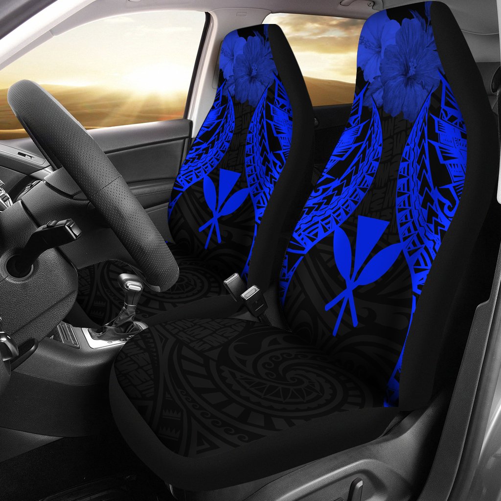 Hawaii Polynesian Car Seat Covers Pride Seal And Hibiscus Blue Universal Fit Blue - Polynesian Pride