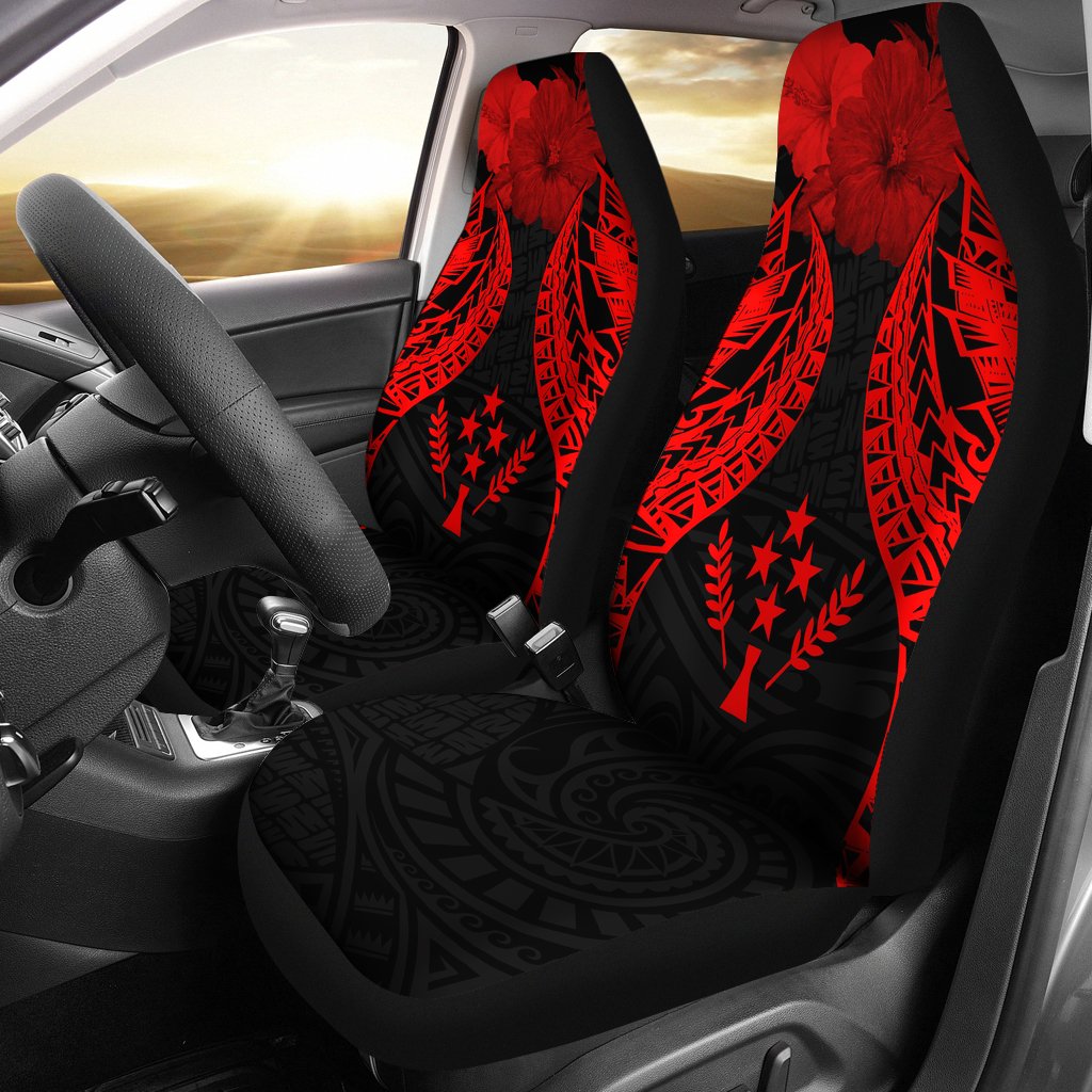 Kosrae Polynesian Car Seat Covers Pride Seal And Hibiscus Red Universal Fit Red - Polynesian Pride