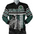 Personalised - Hawaii Kakau Polynesian Warrior Football Men's Bomber Jacket - Rainbow Style Green - Polynesian Pride