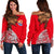 French Polynesia Women's Off Shoulder Sweater - Palm Tree Polynesian Pattern Red - Polynesian Pride