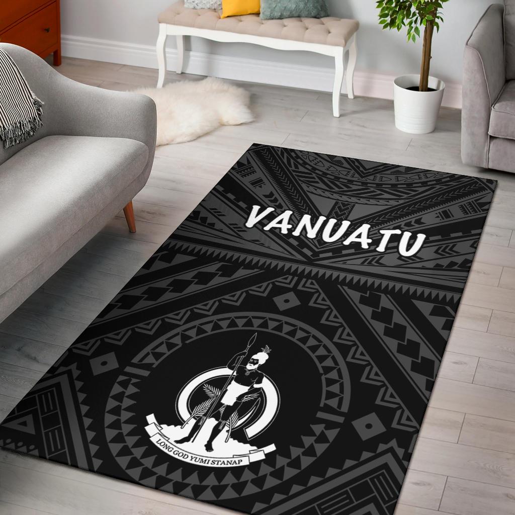 Vanuatu Area Rug - Vanuatu Seal With Polynesian Tattoo Style Black - Polynesian Pride