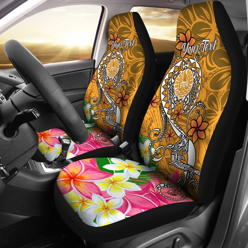 Tahiti Custom Personalised Car Seat Covers - Turtle Plumeria (Gold) Universal Fit Gold - Polynesian Pride