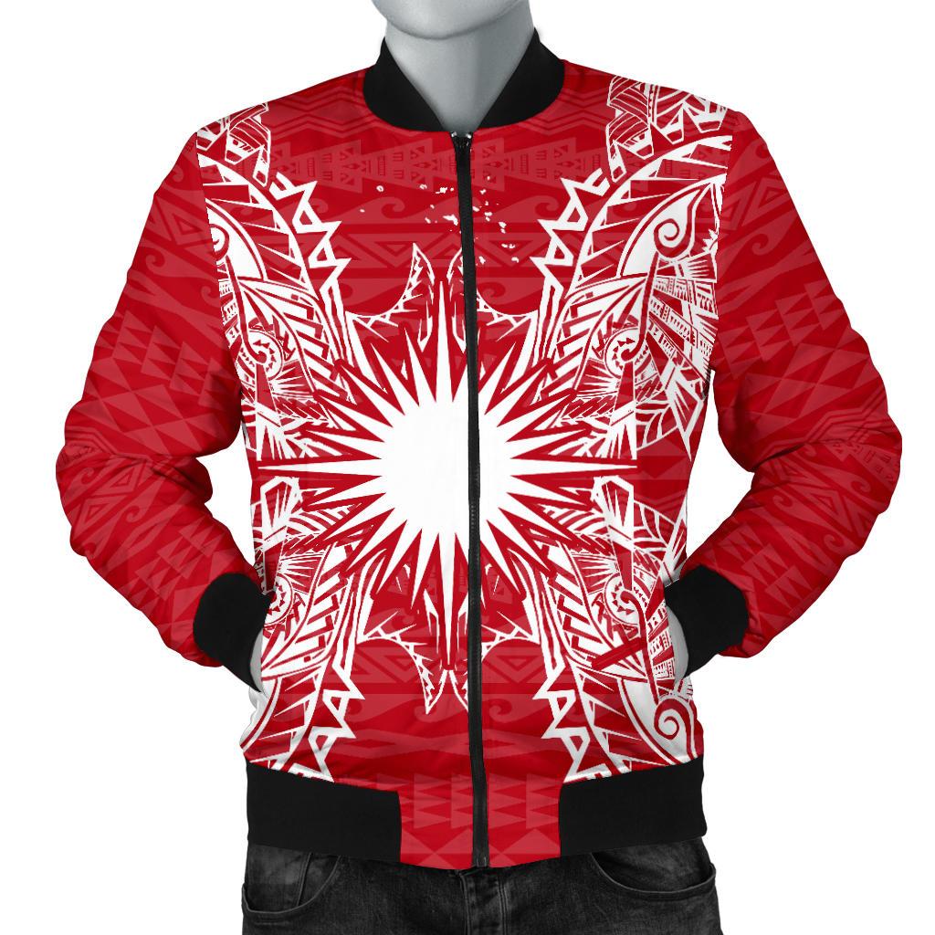 Marshall Polynesian Men's Bomber Jacket Map Red White Red - Polynesian Pride