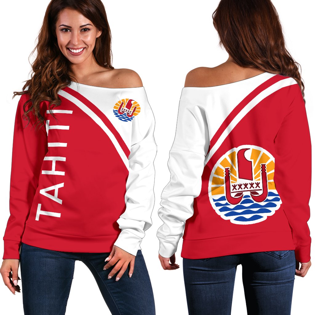 Tahiti Women's Off Shoulder Sweater - Curve Version Art - Polynesian Pride