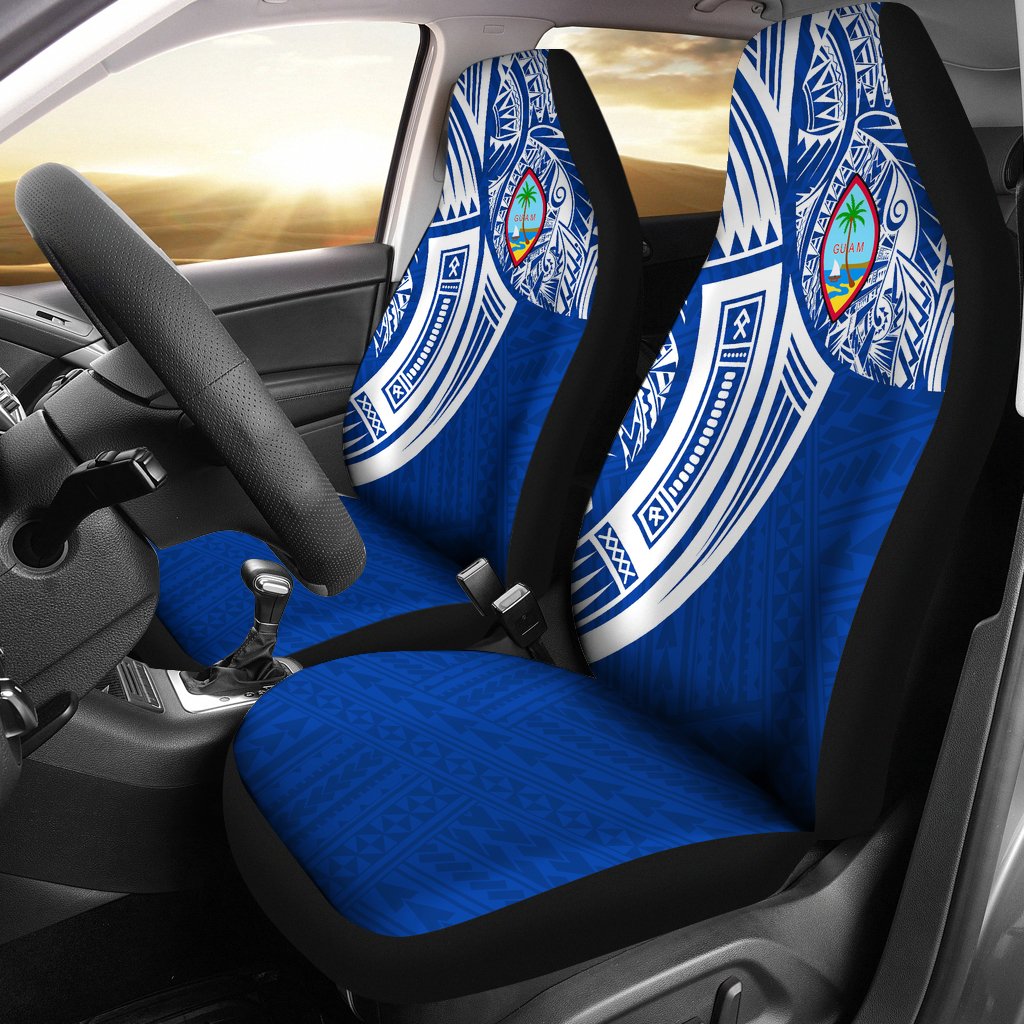 Guam Polynesian Car Seat Covers - Tribal Tattoo Universal Fit Blue - Polynesian Pride