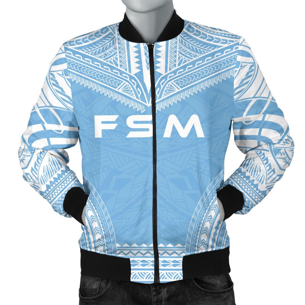 Federated States Of Micronesia Flag Polynesian Chief Men's Bomber Jacket Blue - Polynesian Pride