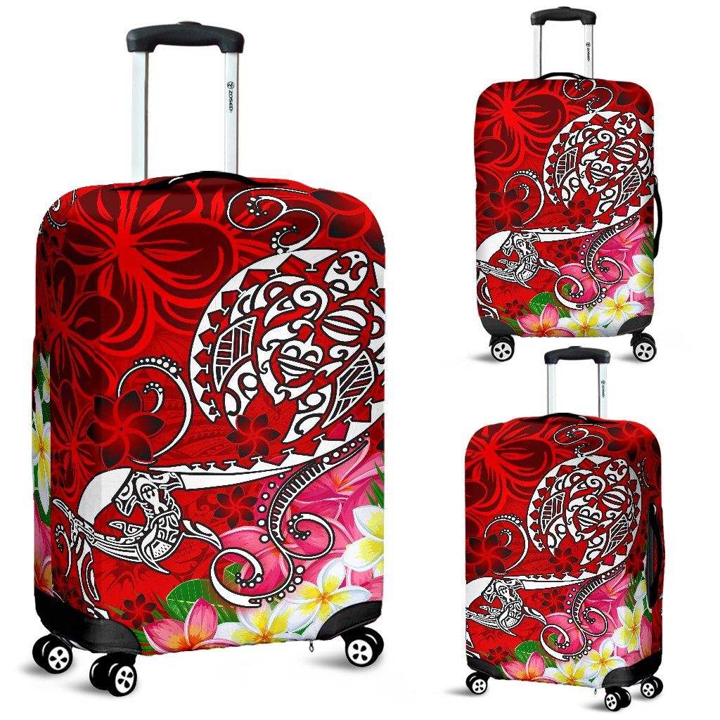 Polynesian Luggage Covers - Turtle Plumeria Red Color - Polynesian Pride