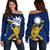 Nauru Rugby Off Shoulder Sweater Version Turtle Polynesian Blue - Polynesian Pride