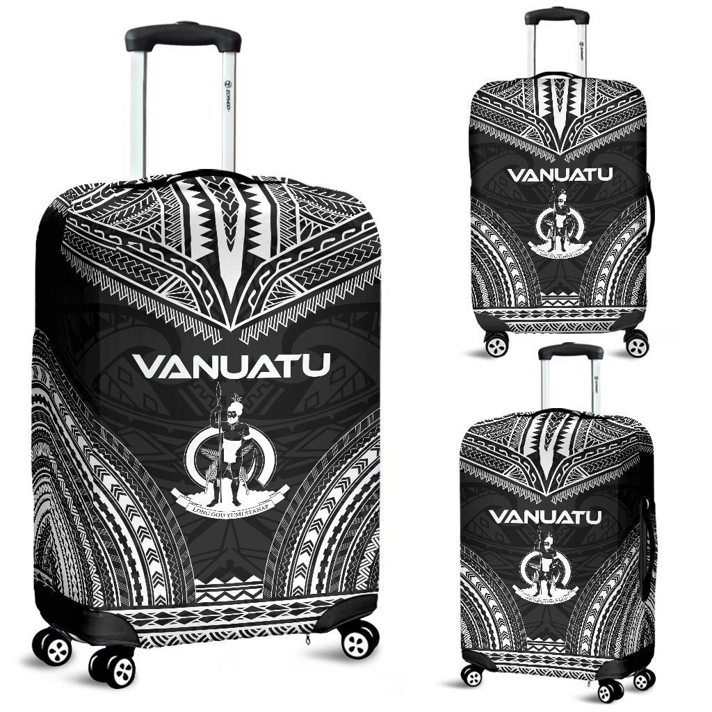 Vanuatu Polynesian Chief Luggage Cover - Black Version Black - Polynesian Pride