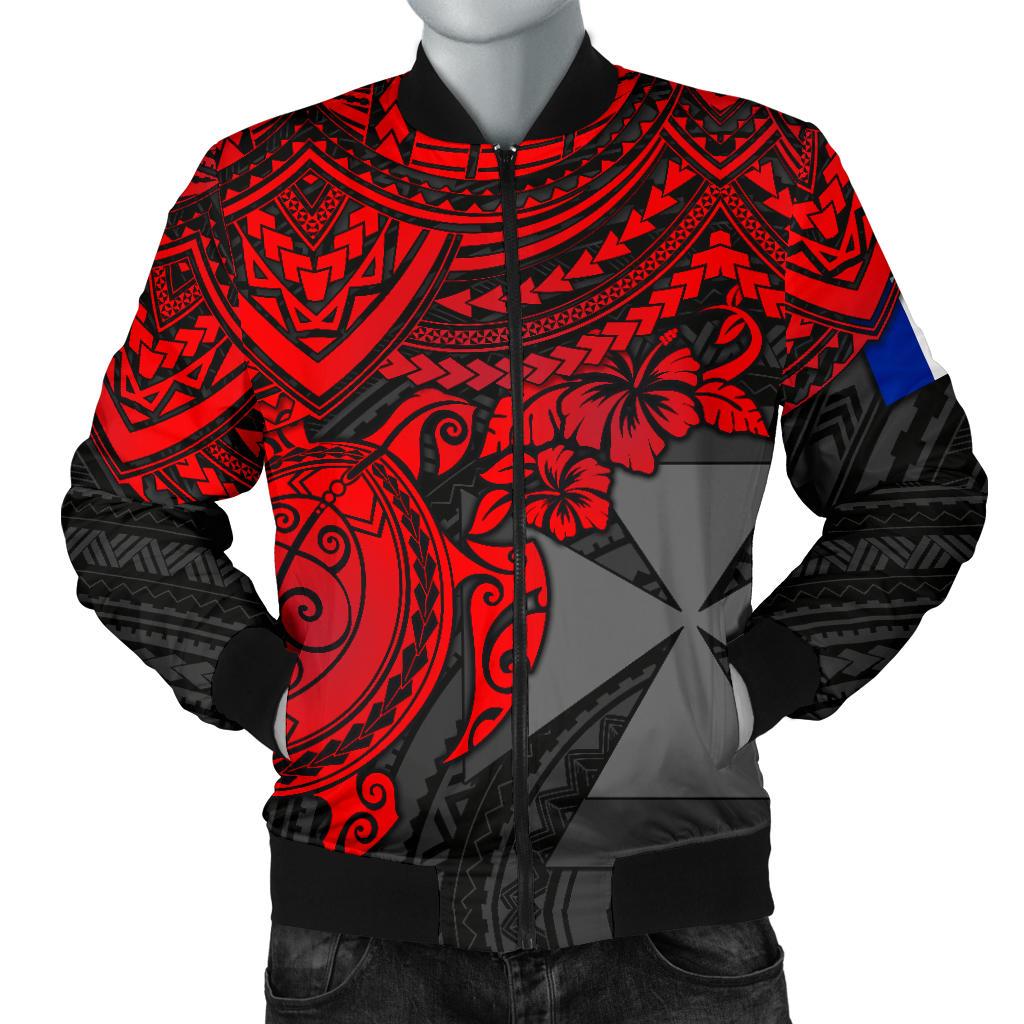 Wallis and Futuna Polynesian Bomber Jacket (Men) - Red Turtle Red - Polynesian Pride