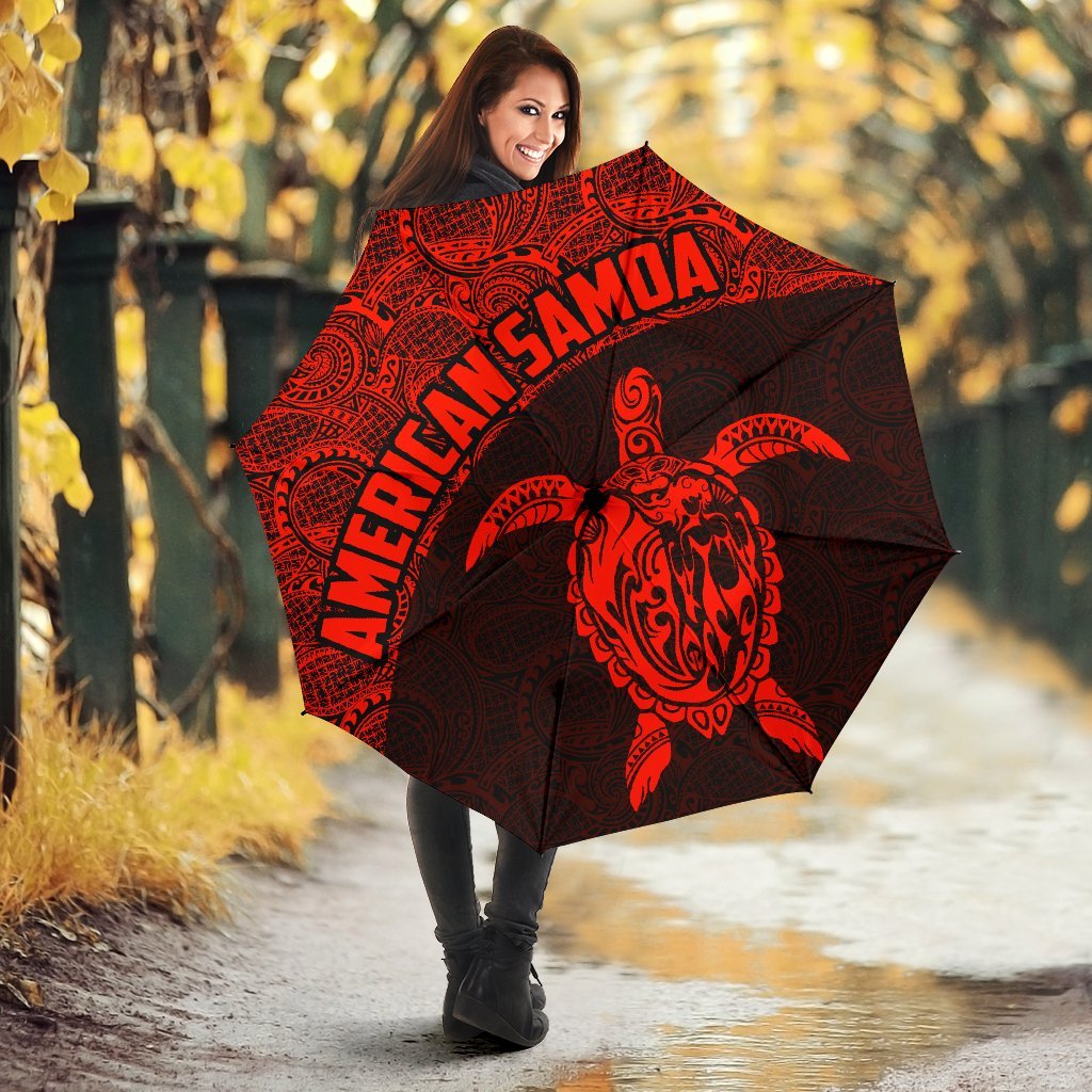 American Samoa Umbrella Turtle Mermaid Polynesian Pattern Red - Polynesian Pride