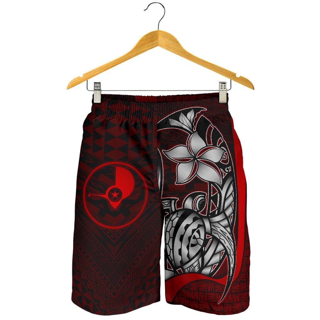 Yap Micronesian Men's Shorts Red - Turtle With Hook - Polynesian Pride