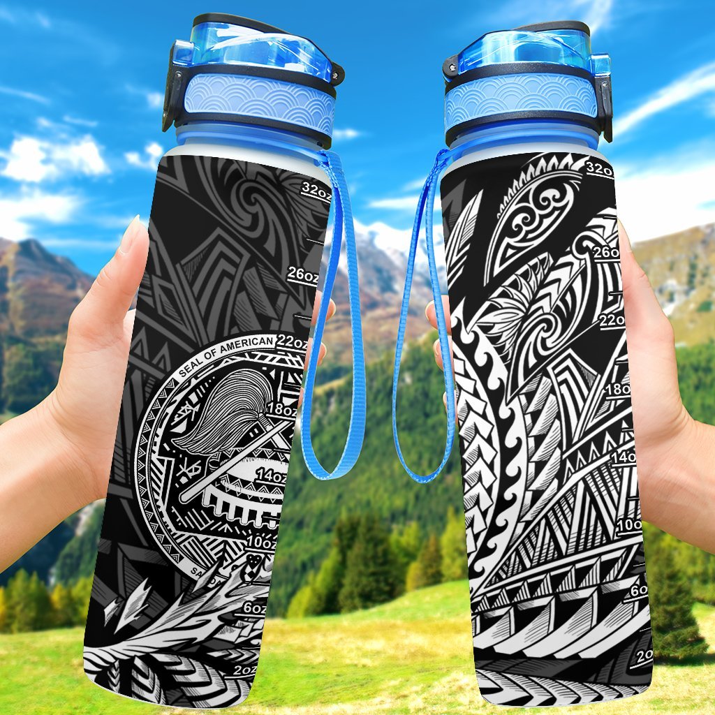 American Samoa Hydro Tracking Bottle - Wing Style Hydro Tracking Bottle - American Samoa 32oz Large Black - Polynesian Pride