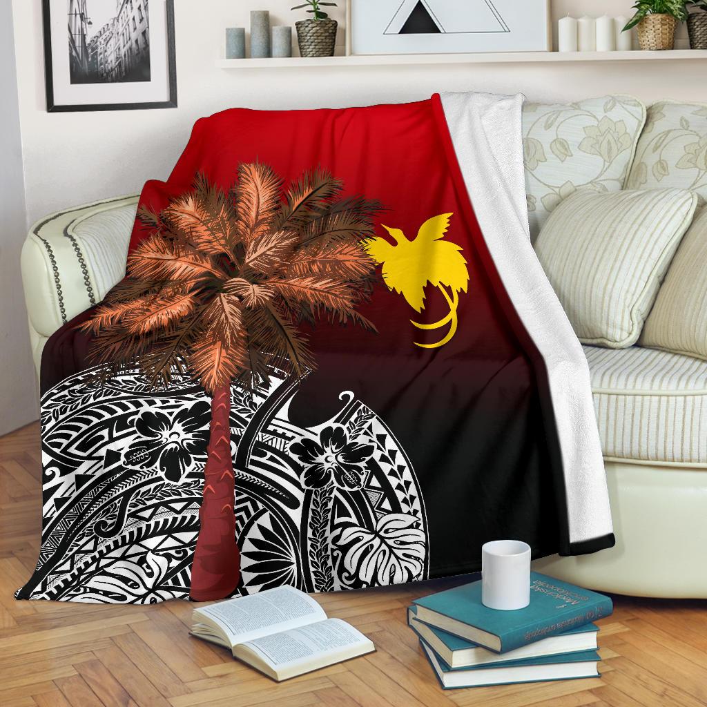 Papua New Guinea Premium Blanket - Polynesian Palm Tree White - Polynesian Pride