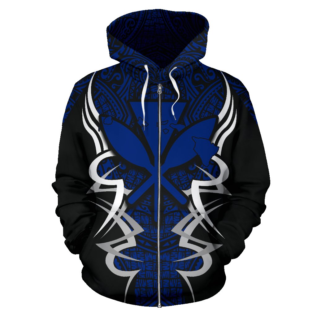 Kanaka Map Zip up Hoodie Blue Armor Style - Polynesian Pride
