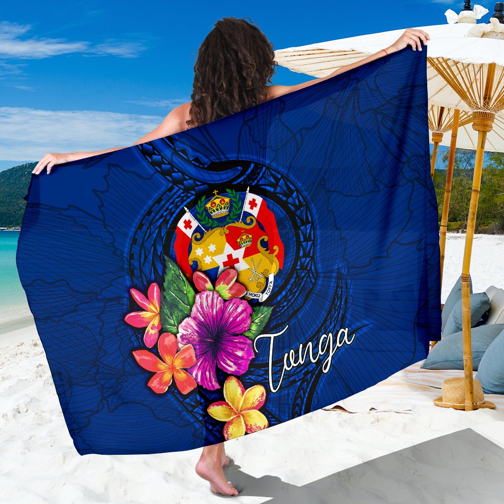 Tonga Polynesian Sarong - Floral With Seal Blue Women One Size Blue - Polynesian Pride