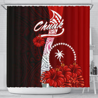 Chuuk Micronesia Shower Curtain - Coat Of Arm With Hibiscus 177 x 172 (cm) Red - Polynesian Pride