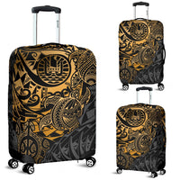 Tahiti Polynesian Luggage Cover - Gold Turtle Hibiscus Flowing GOLD - Polynesian Pride