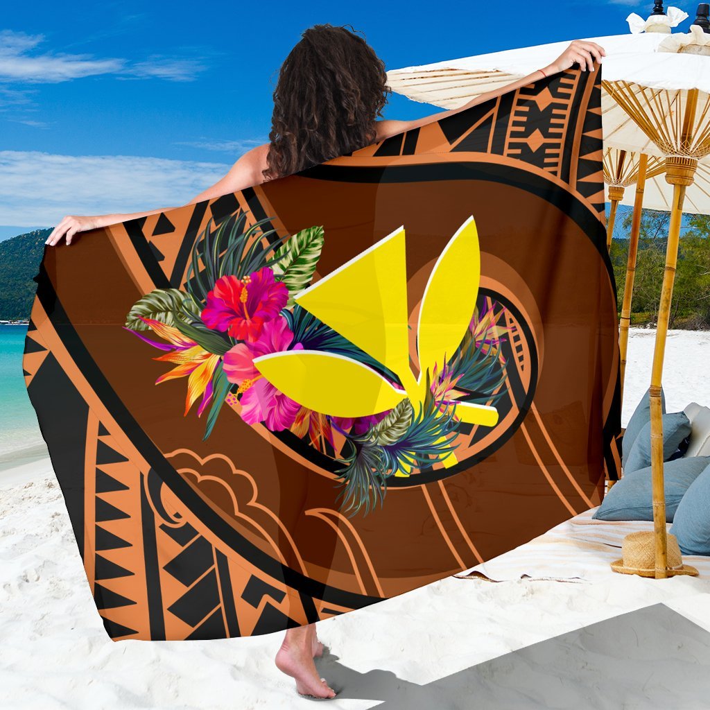 Hawaii Kanaka Maoli Sarong - Polynesian Hook And Hibiscus One Style One Size Dark Salmon - Polynesian Pride