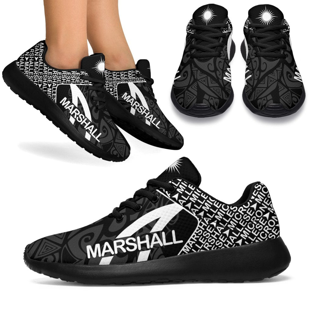 Marshall Islands Sporty Sneakers - Transit Style Black - Polynesian Pride