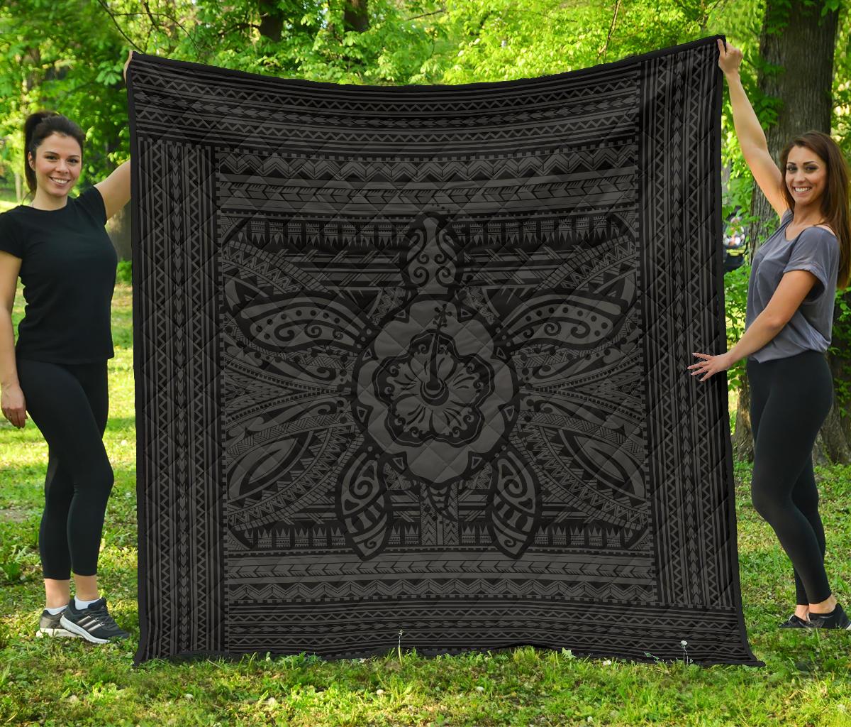 Hawaii Polyensian Turtle Premium Quilt Grey Grey - Polynesian Pride