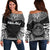 Palau Polynesian Chief Women's Off Shoulder Sweater - Black Version Black - Polynesian Pride