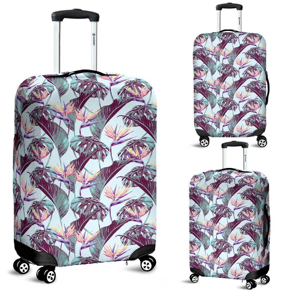 Tropical Monstera Leaf Luggage Cover White - Polynesian Pride