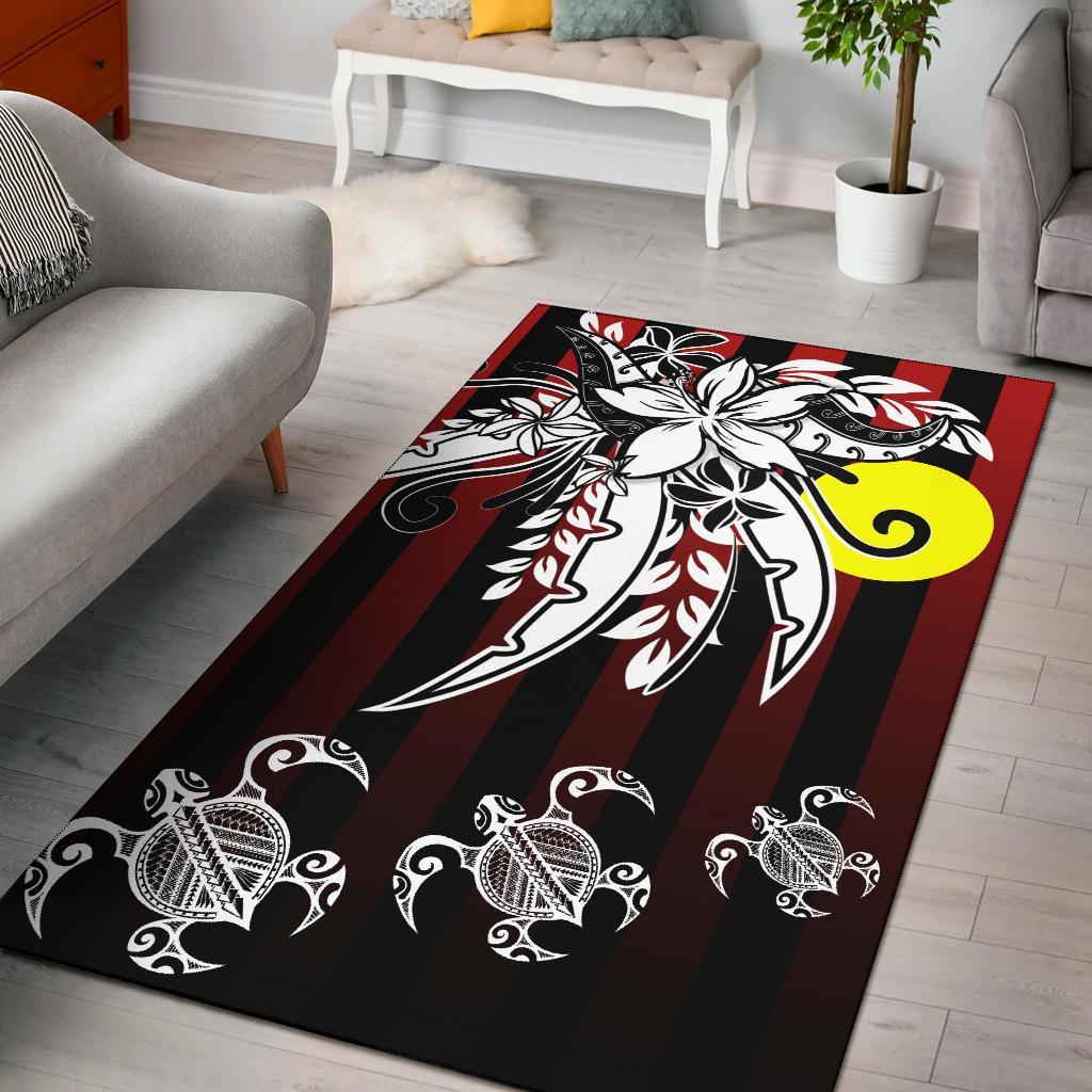 Palau Area Rug - Vertical Stripes Style Red - Polynesian Pride