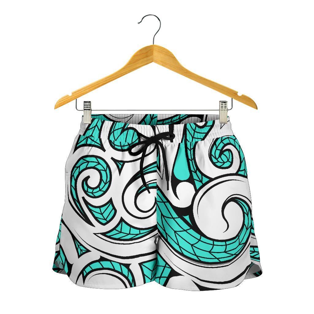 Polynesian Maori Ethnic Ornament Turquoise Women's Short - Polynesian Pride