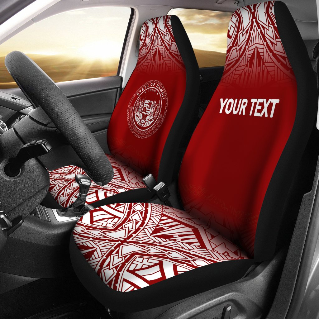 Hawaii Custom Personalised Car Seat Covers - Hawaii Seal Polynesian Tattoo Fog Red Universal Fit Red - Polynesian Pride