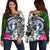 Northern Mariana Islands Off Shoulder Sweater - Turtle Plumeria Banana Leaf Black - Polynesian Pride