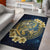 Hawaii Galaxy Yin Yang Turtle Shark Hibiscus Plumeria Rug Black - Polynesian Pride