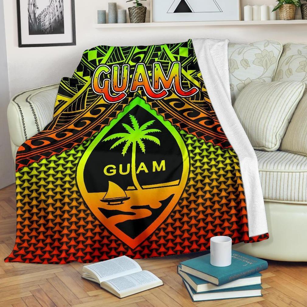 Polynesian Guam Premium Blanket - Reggae Vintage Polynesian Patterns White - Polynesian Pride