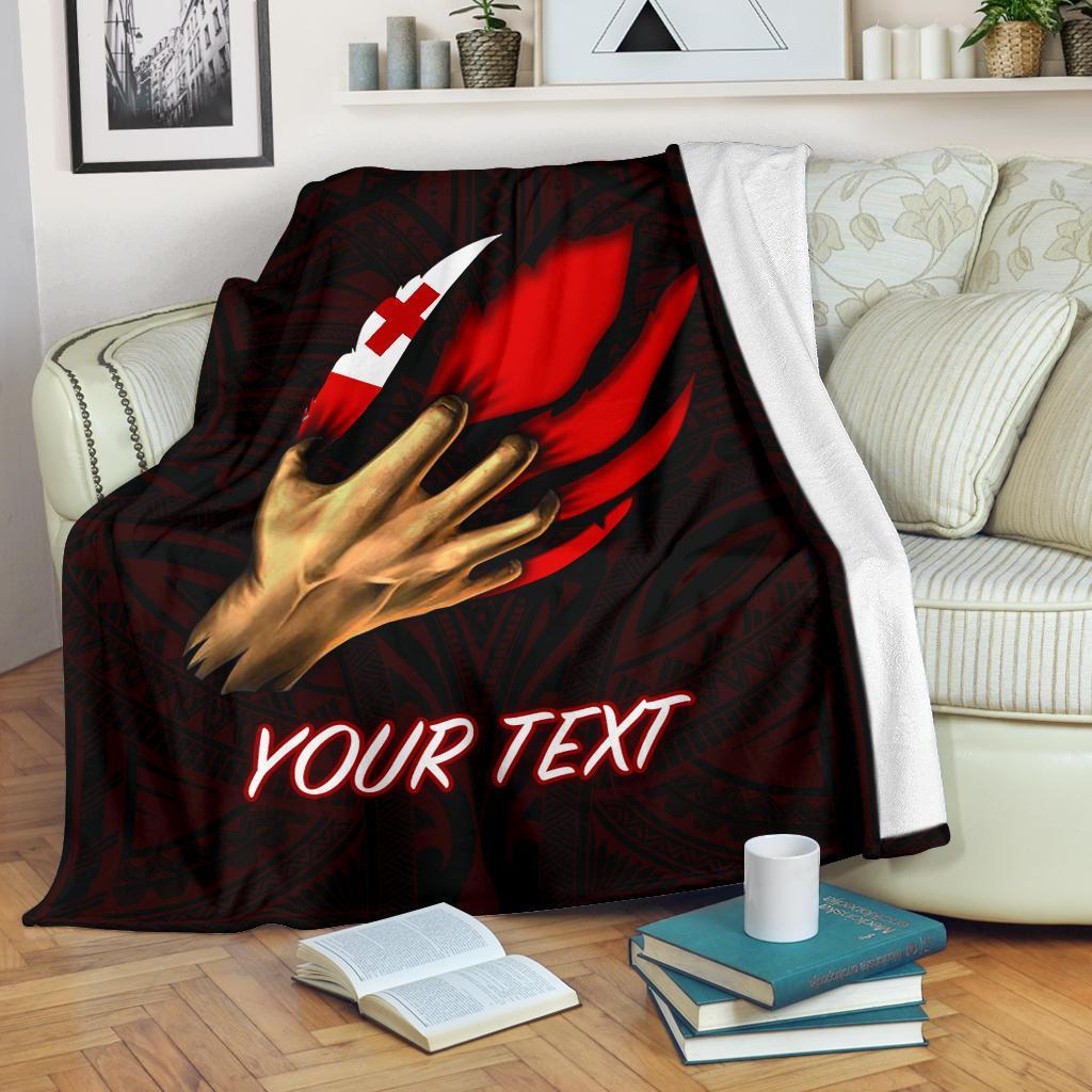 Tonga Personalised Premium Blanket - Tonga In Me (Red) White - Polynesian Pride