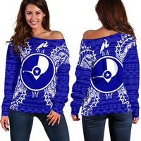 Yap Polynesian Shoulder Sweater Map Blue Blue - Polynesian Pride