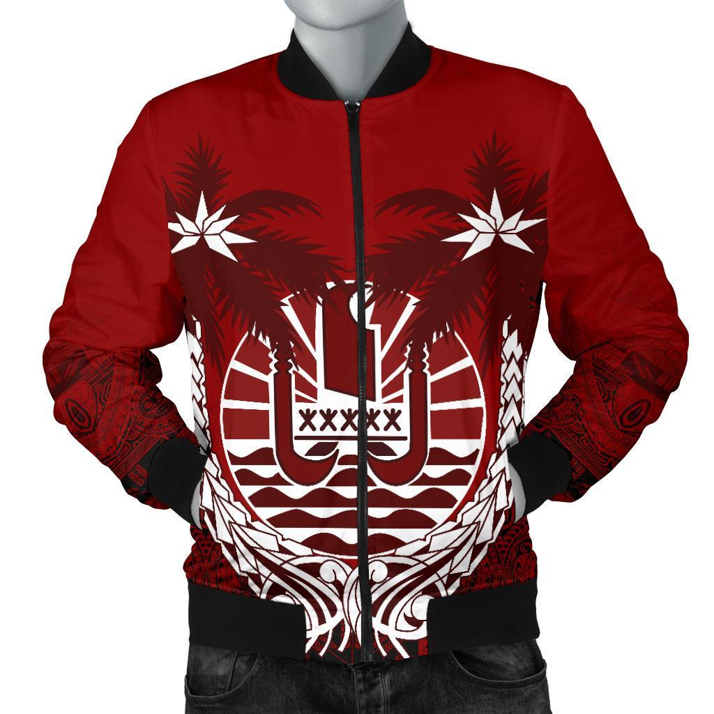 Tahiti Polynesian Coconut Men's Bomber Jacket Red - Polynesian Pride