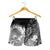 Cook Islands Women's Shorts - Humpback Whale with Tropical Flowers (White) - Polynesian Pride