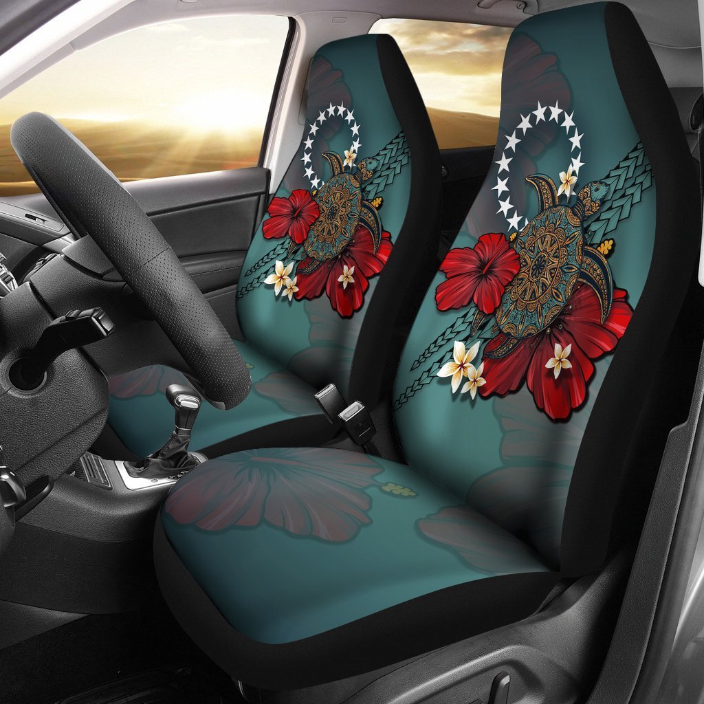 Cook Islands Car Seat Covers - Blue Turtle Tribal Universal Fit Black - Polynesian Pride