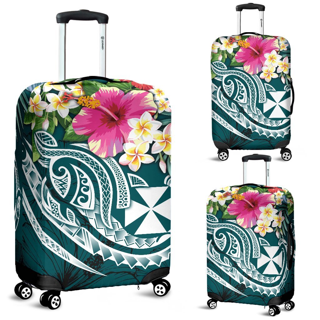 Wallis and Futuna Polynesian Luggage Covers - Summer Plumeria (Turquoise) - Polynesian Pride